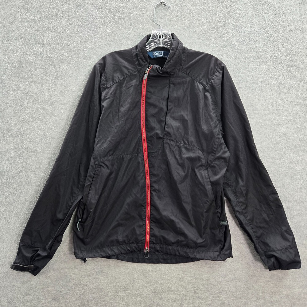 VINTAGE Polo‎ Ralph Lauren Women Jacket Medium Black Windbreaker Full Zip Y2K